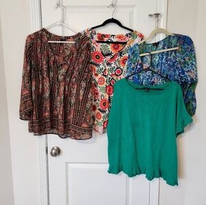 Crown&Ivy, NewDirections, Spense/Bundle 4 Women's Summer Tops, XL/1X, multicolor